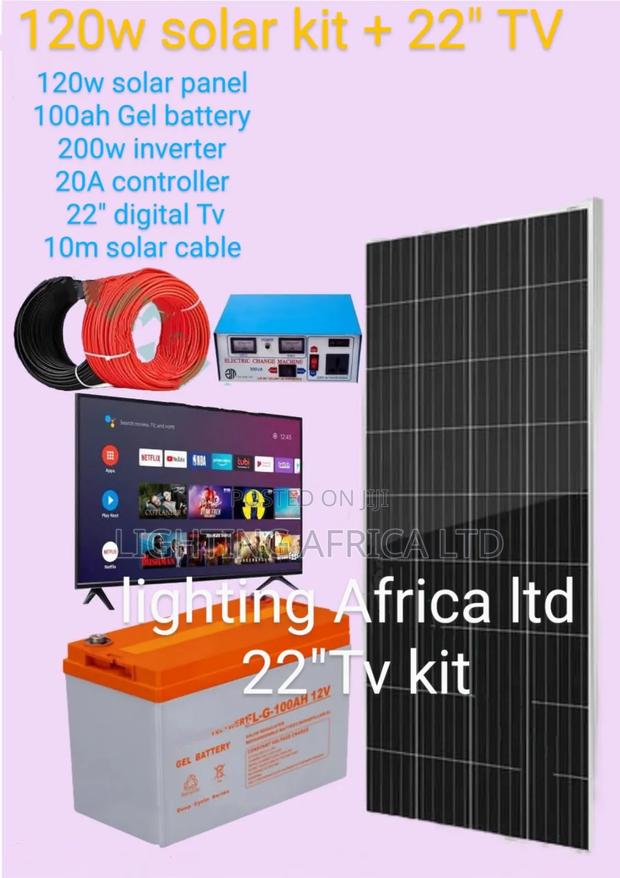 Modern 22" Tv Solar Home Kit Plus 120w Solar System - main view