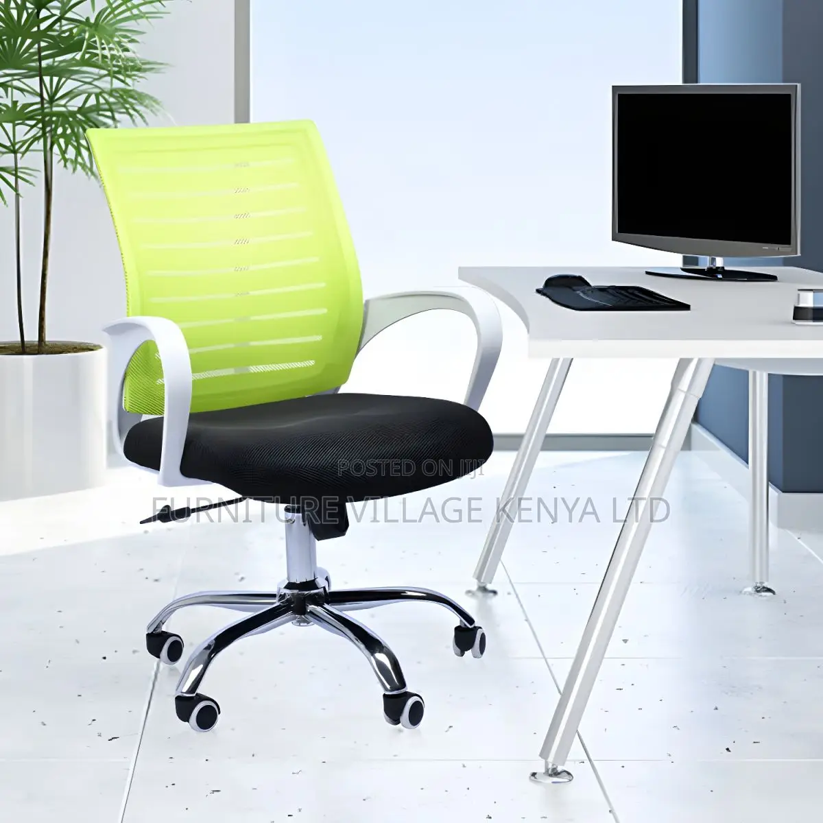 Office Chair:Strong Mesh Stylish Fixed-Arm Work Chair