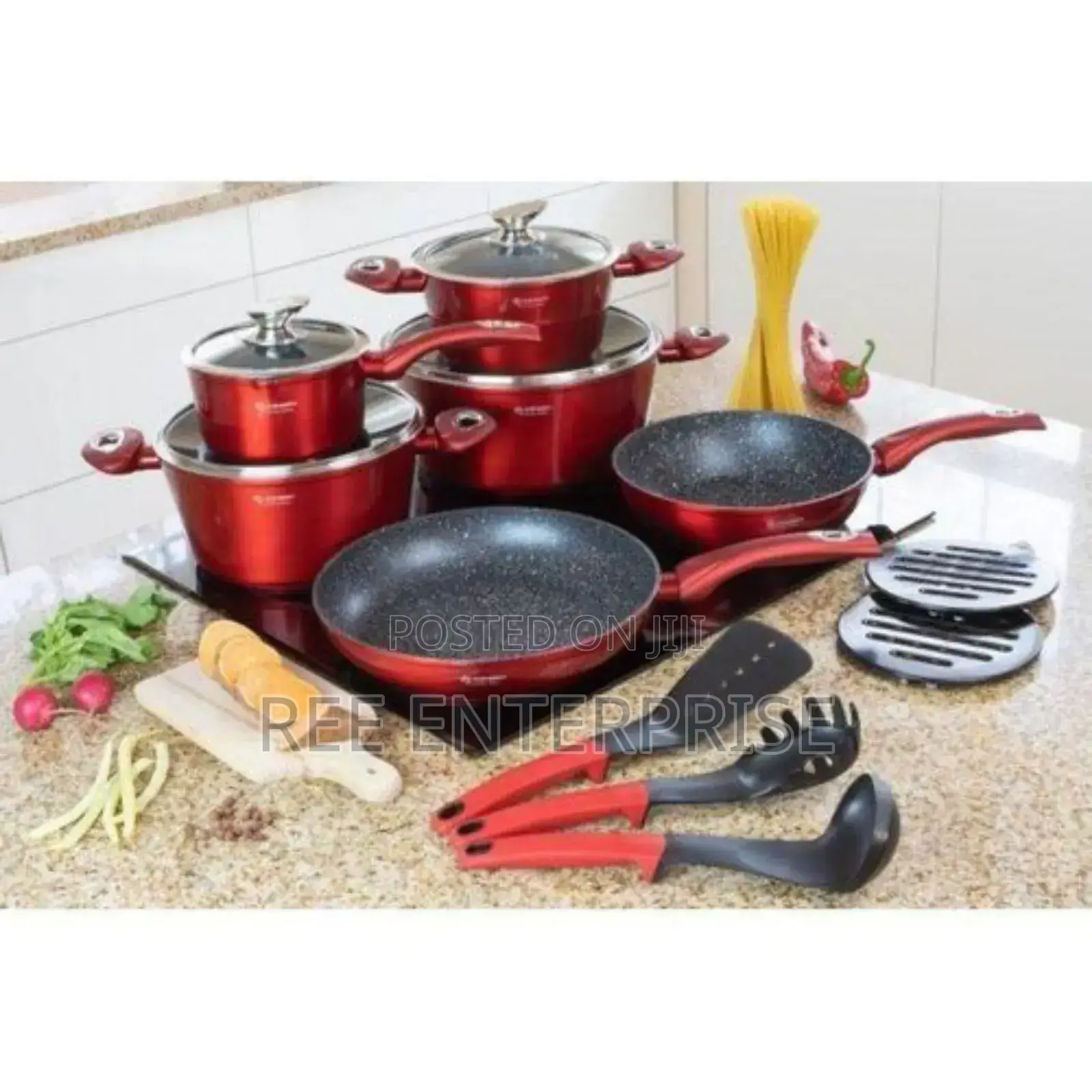 Pots Set 15 Pieces With Wooden Handle Edenburg Cookware