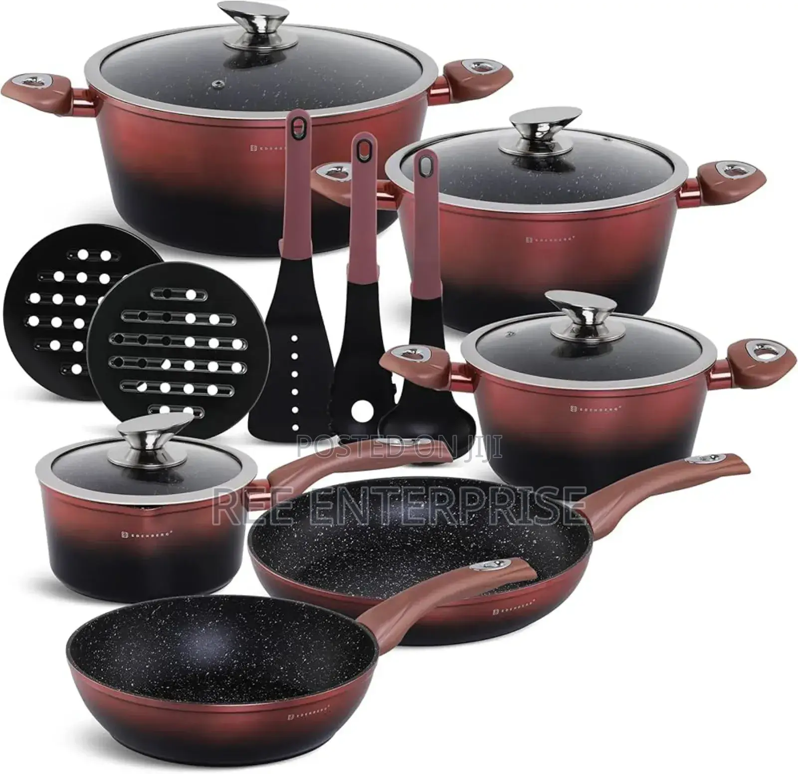 New Model 15 PCS With Wooden Handle Edenburg Cookware Pots