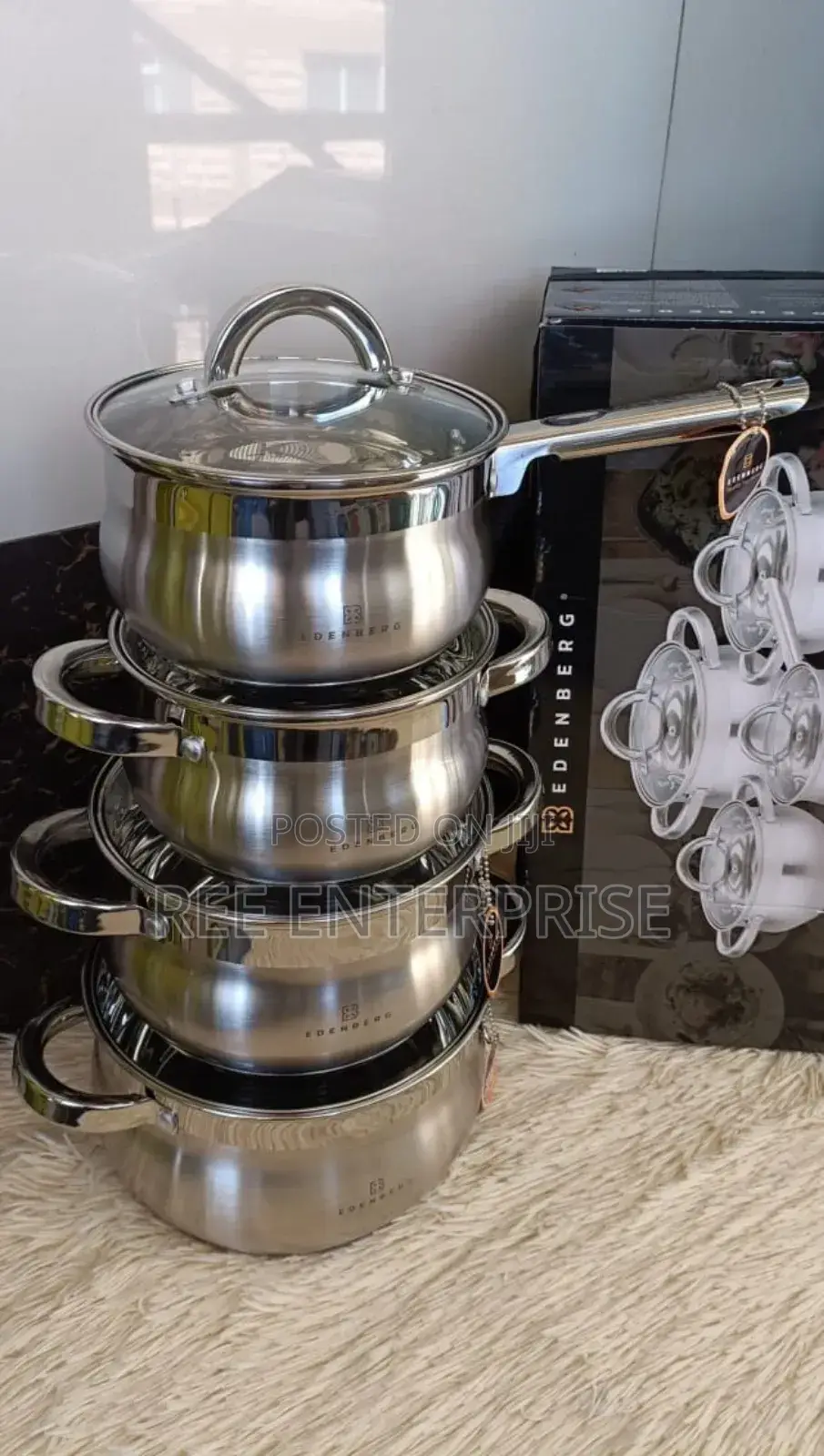 Eb-3717 8 Pieces Edenburg Stainless Steel Cookware Set
