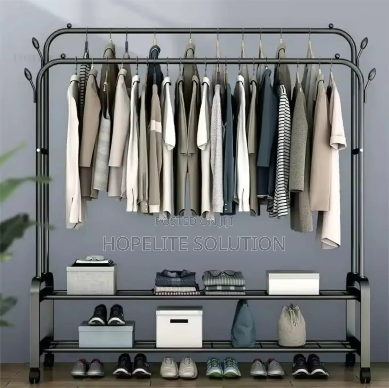 Double Pole Clothes Hanging With Wheels