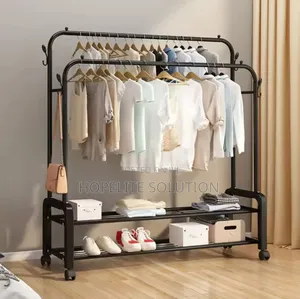 Double Pole Clothes Hanging With Wheels