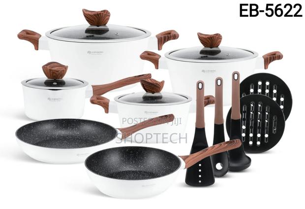 15 Pieces White With Wooden Handle Edenburg Cookware Pots