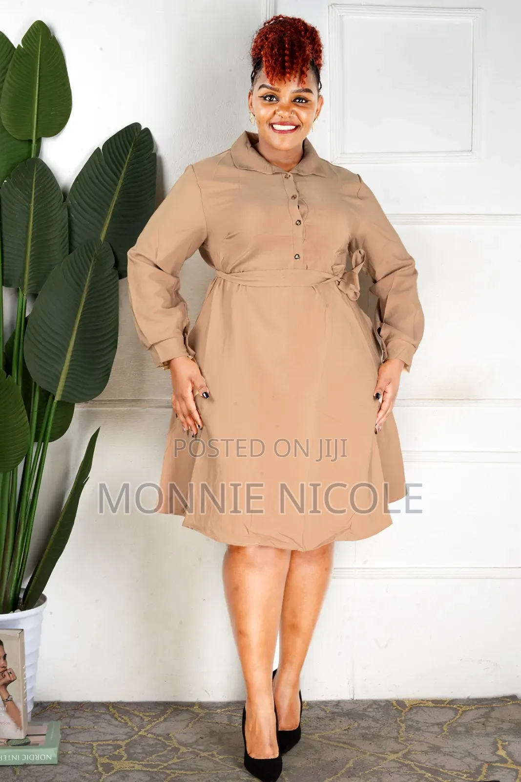Stylish Plus Size Nude Dress💯🤎