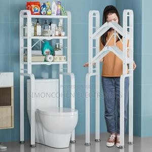 Foldable Heavy Duty Over the Toilet Storage Metal Rack - thumbnail 2