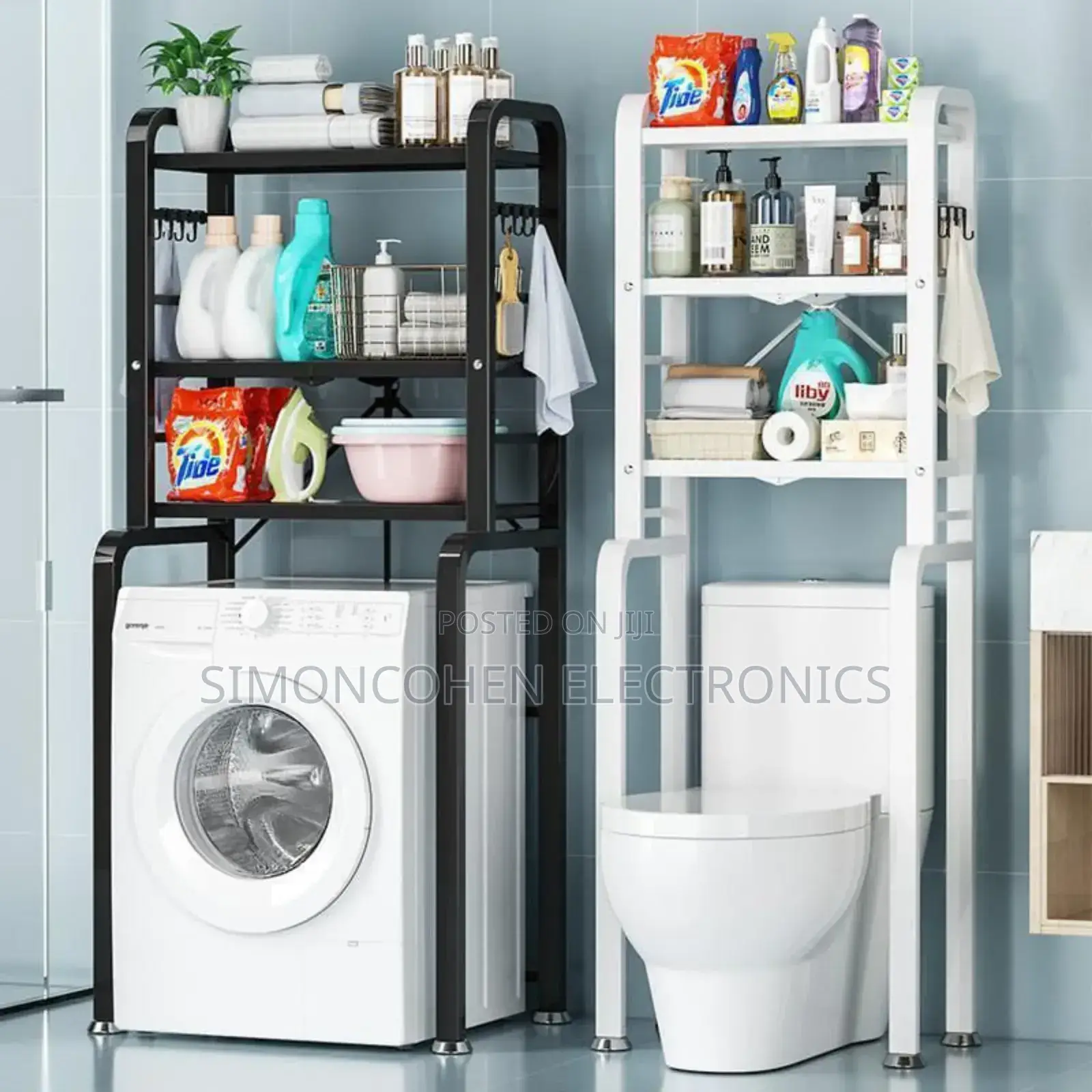 Foldable Heavy Duty Over the Toilet Storage Metal Rack