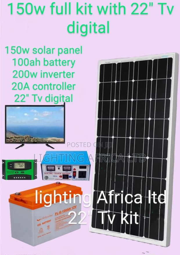 Luxury 22" Digital Tv 150w Solar - 100ah Battery Full Solar Kit