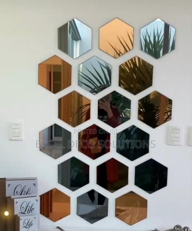 Modern Twist Hexagon Wall Mirrors