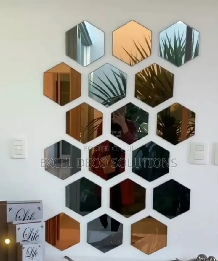 Modern Twist Hexagon Wall Mirrors