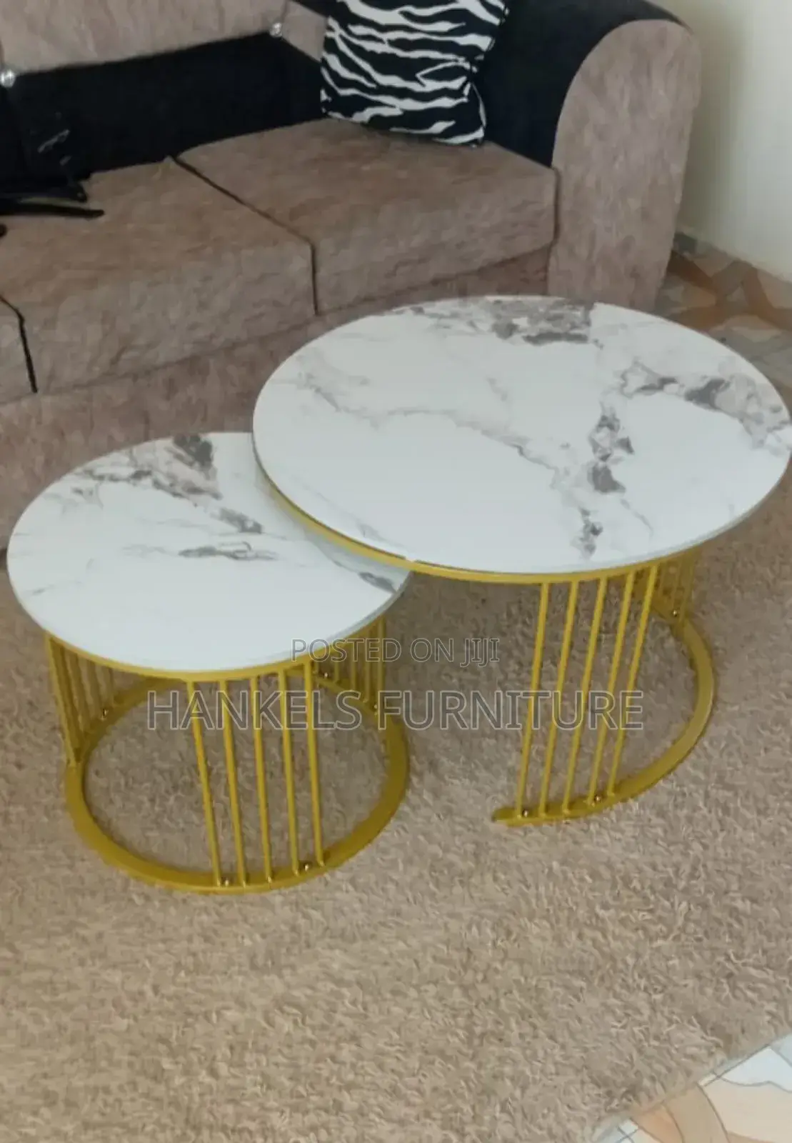 Round Marble Top Two in One Nesting Stools