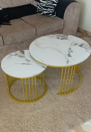 Round Marble Top Two in One Nesting Stools