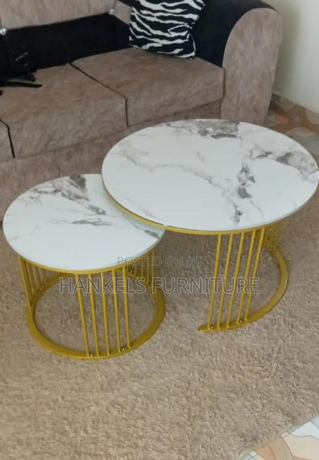 Round Marble Top Two in One Nesting Stools