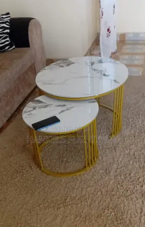 Round Marble Top Two in One Nesting Stools