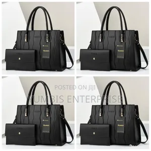 Black 2 in 1 Queen Leather Handbags Sets for Women at 1800