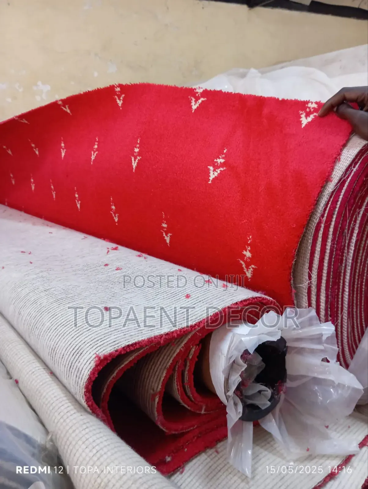 Presidential Red Carpet With White Prints Wall to Wallcarpet