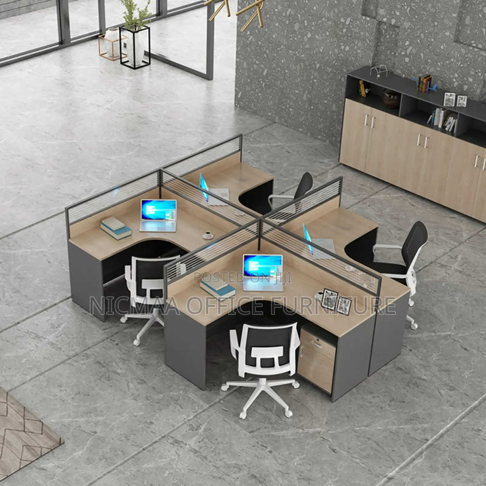 Modular 4-Parts Curved Workstation