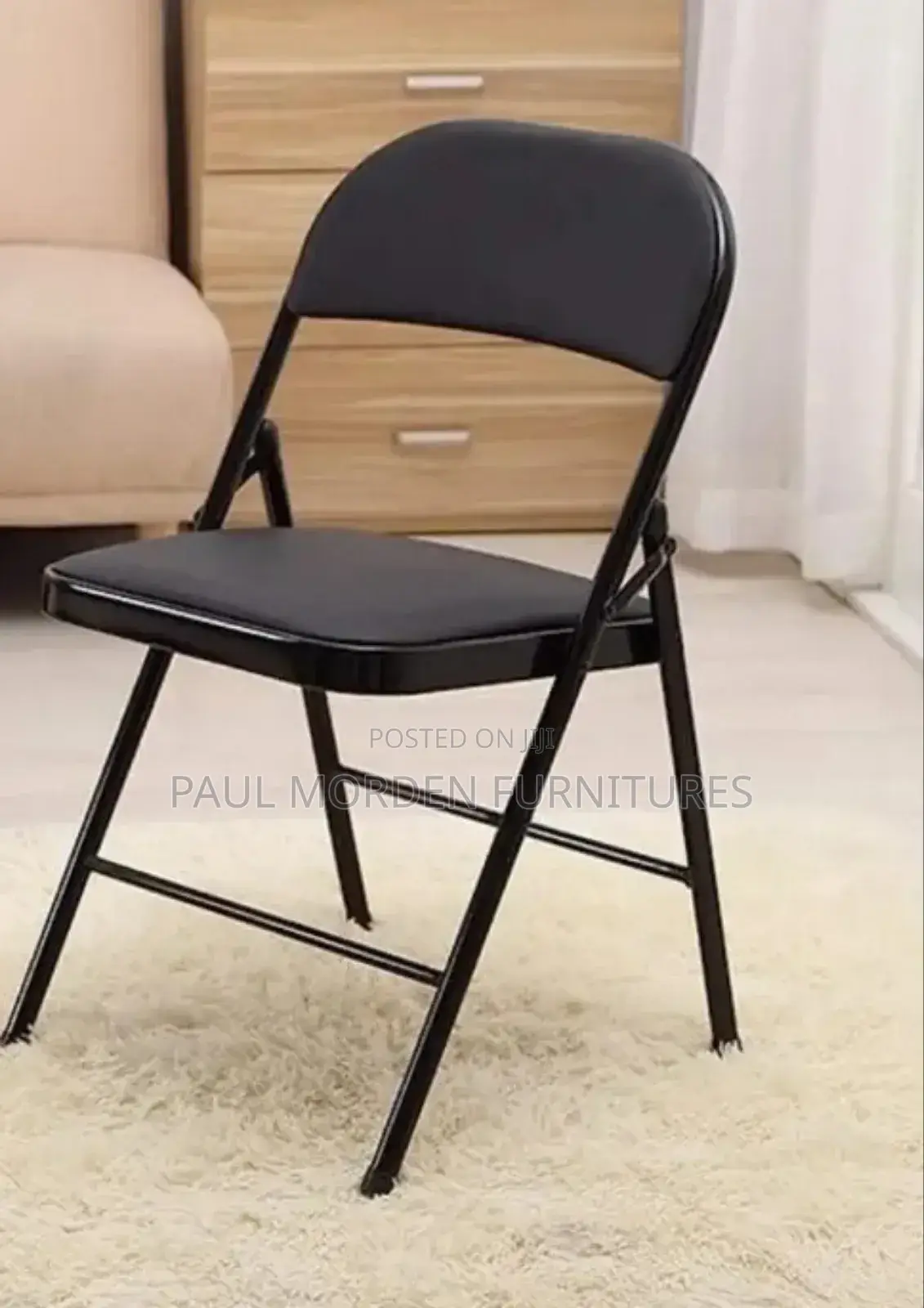 Black Leather Foldable Chair
