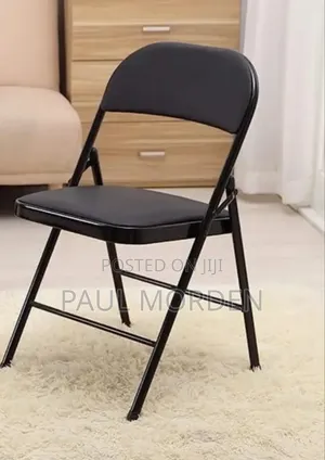 Black Leather Foldable Chair