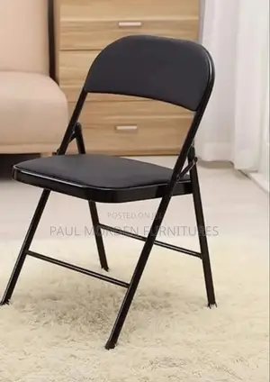 Black Leather Foldable Chair
