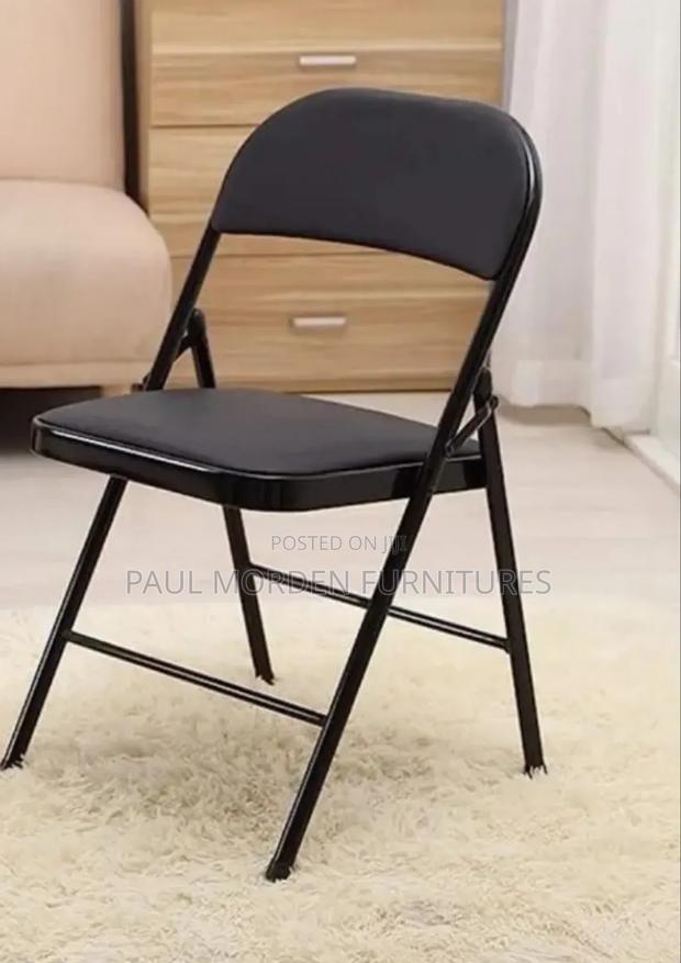 Black Leather Foldable Chair - main view