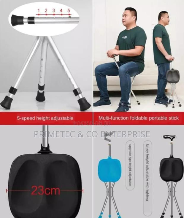 2 in 1 Elderly Walking Stick Cum Stool - main view