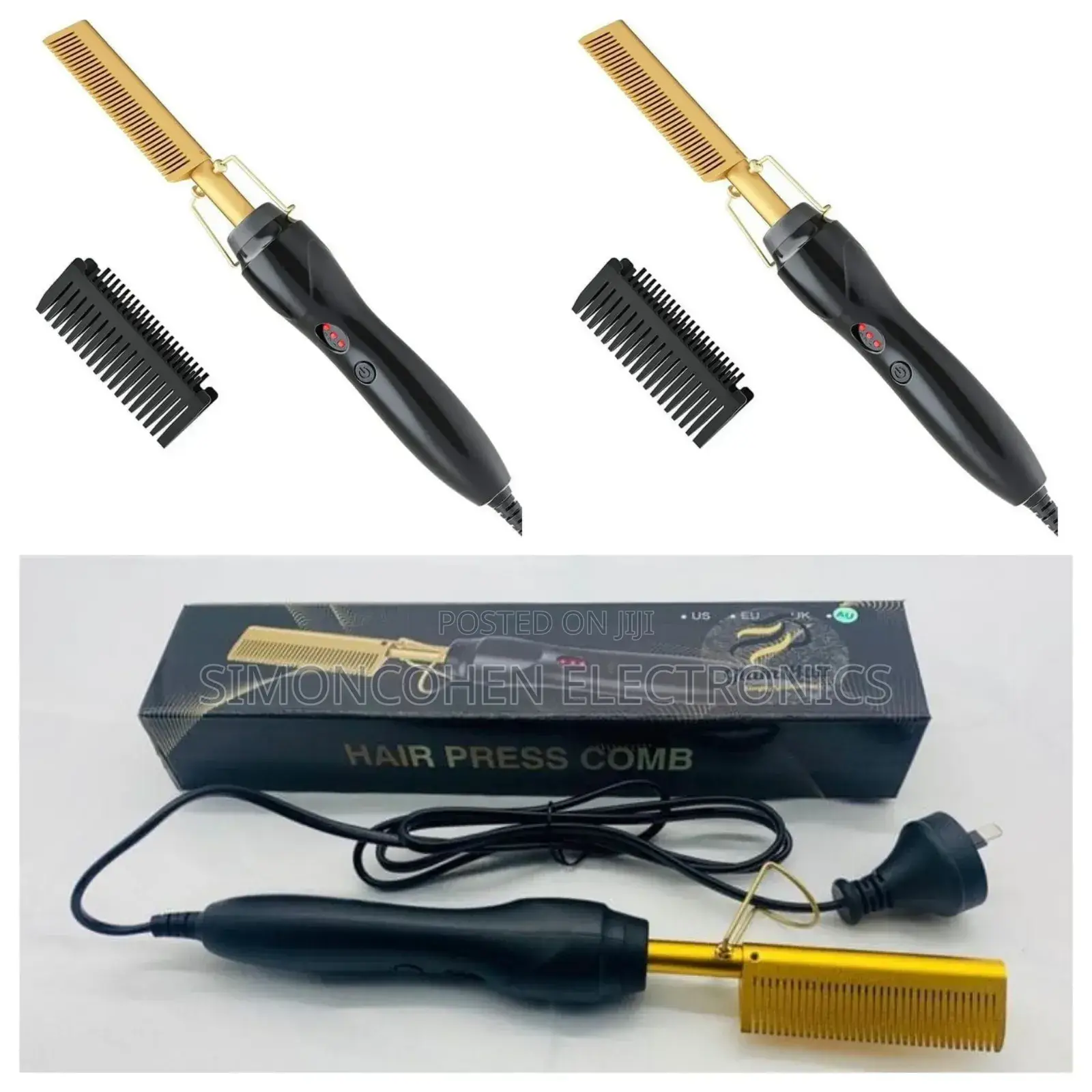 Gold Electric Heat Comb Hair Straightener