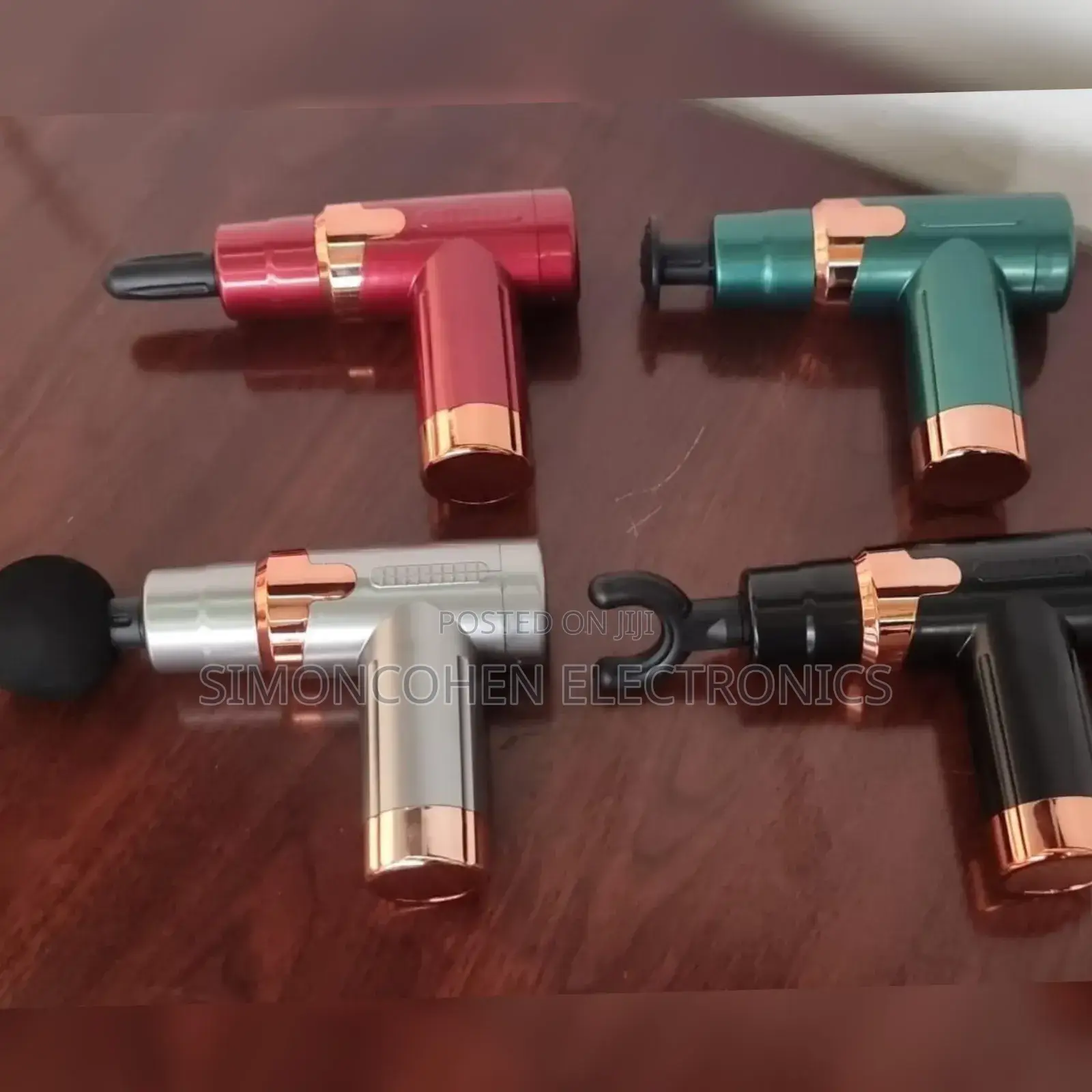 4 Heads Rechargeable Massage Gun With Golden Ring