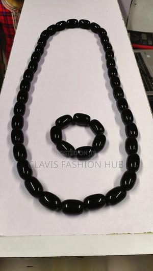 Large Beaded Black Nigerian Necklace - main view