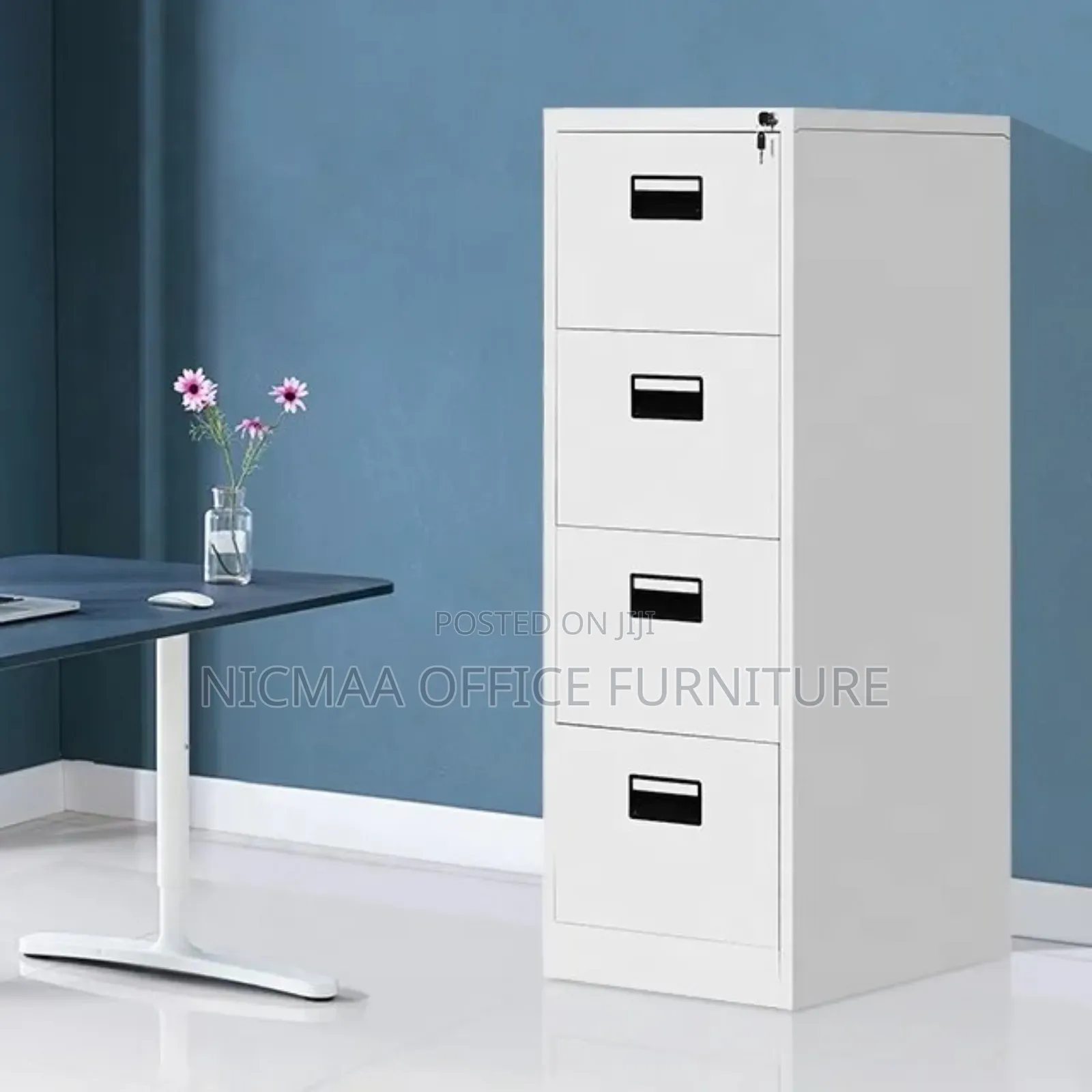 Vertical Metallic 4-Drawer Gray Cabinet