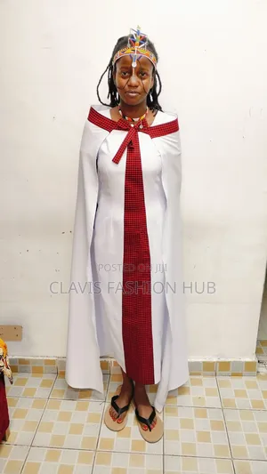 White Red Maasai Traditional Dress