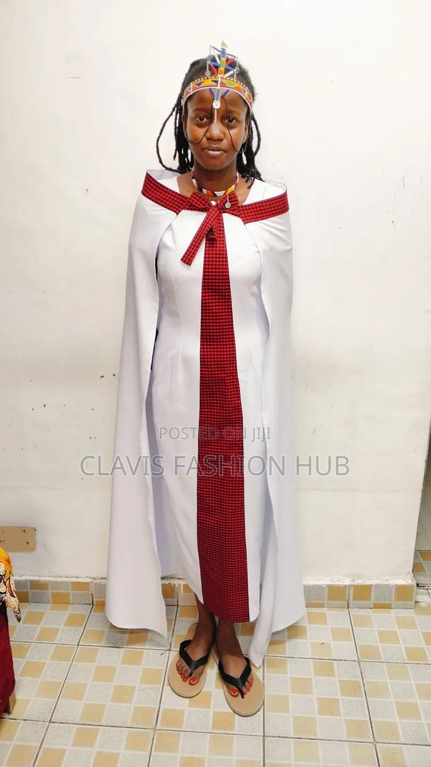 White Red Maasai Traditional Dress