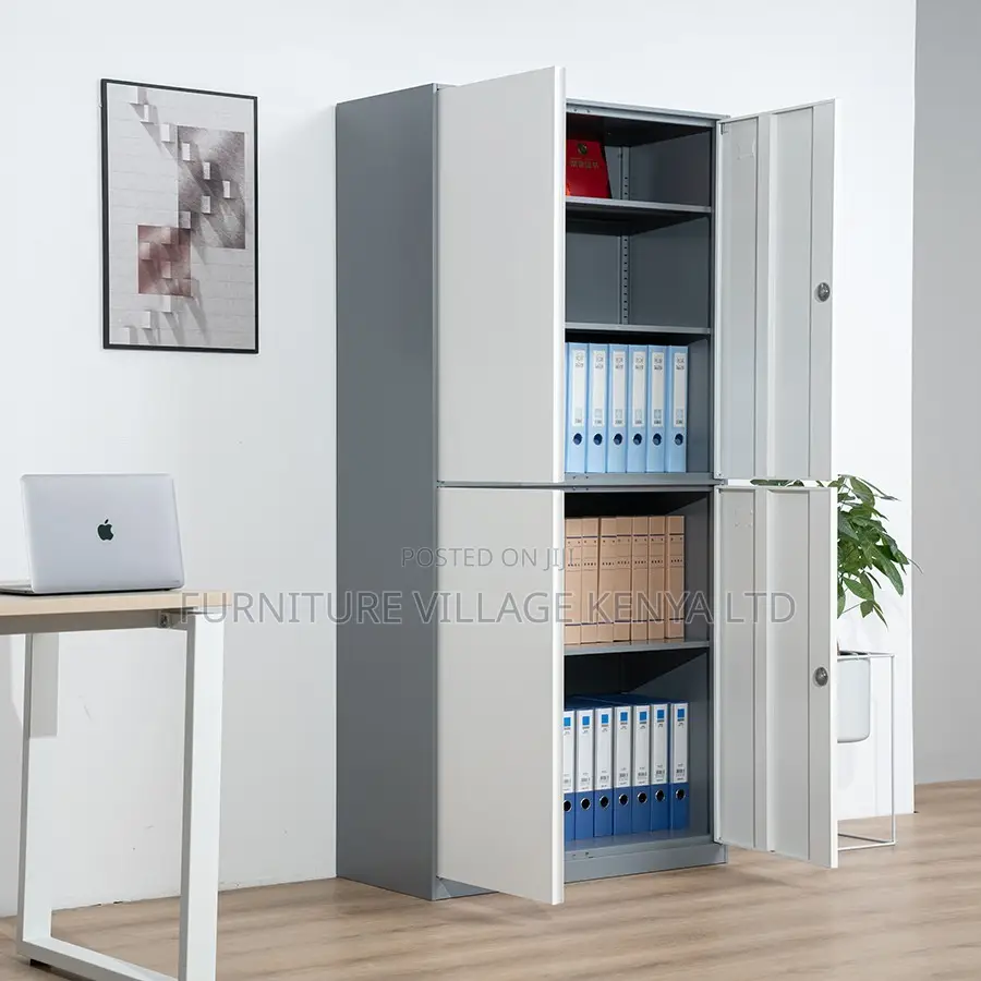 Cabinets: Executive 4-Door Steel Storage Unit for Staff