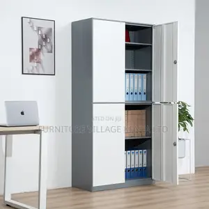 Cabinets: Executive 4-Door Steel Storage Unit for Staff