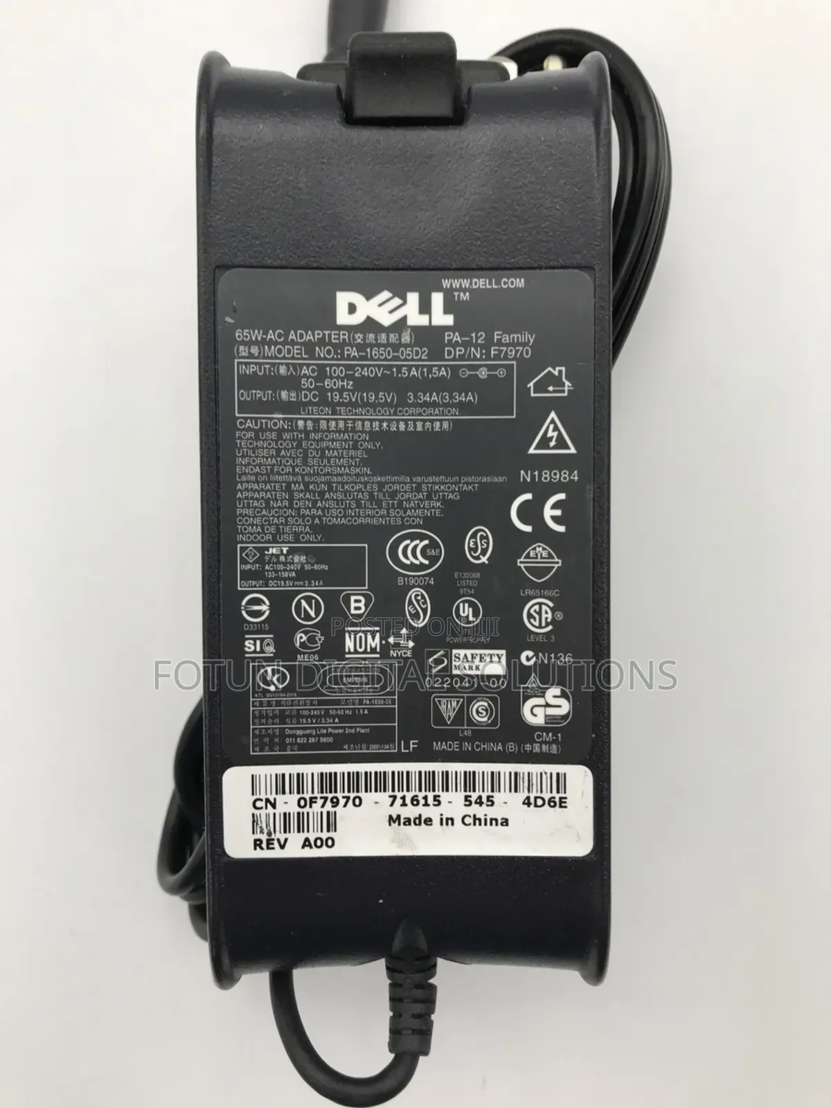 Dell Big Pin Charger–19.5v 65w Power Adapter for Dell Models