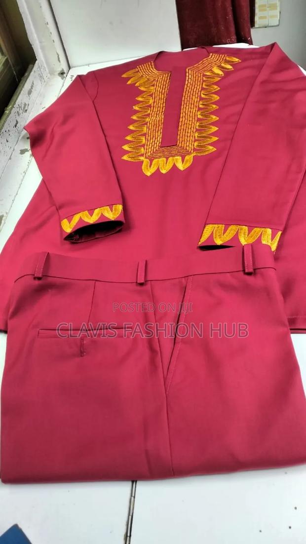 Red Hot Warrior Men Suit With Embroidery - main view