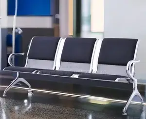 Benches; Office 3-Link Metallic Seat With Partial Padding