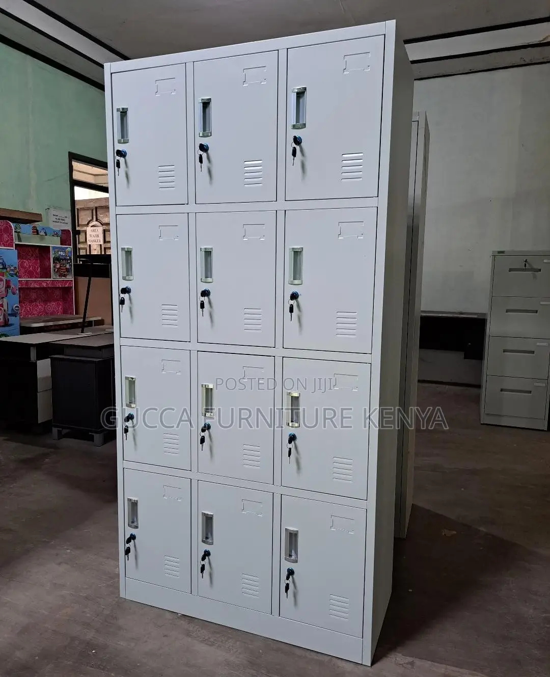 Cabinets:12-Door Locker Secure Cabinet for Office Home