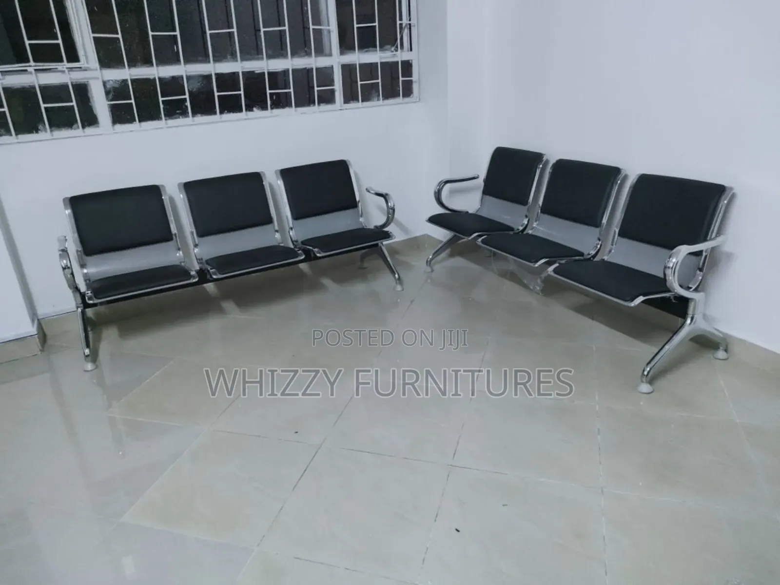 3-Seater Silver Waiting Bench
