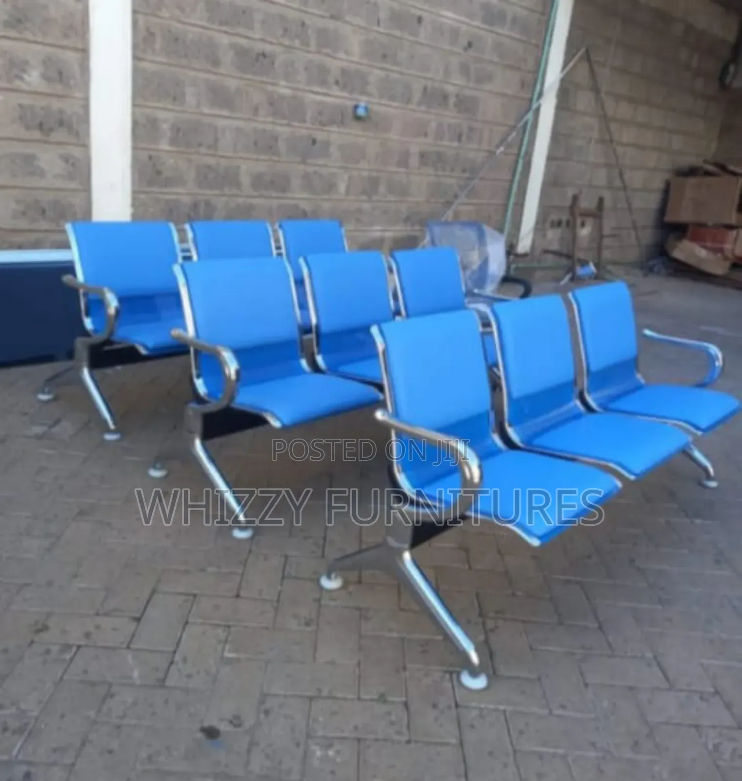 Blue Hospital Waiting Bench