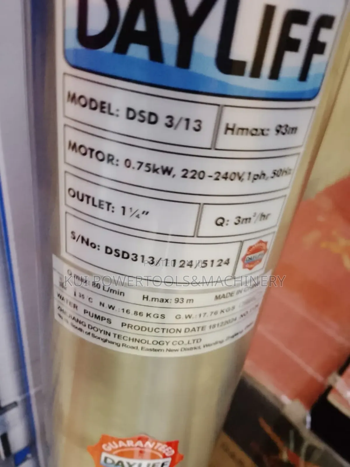 Daylidd 1hp Submersible Pump/ Submersible Borehole Pump