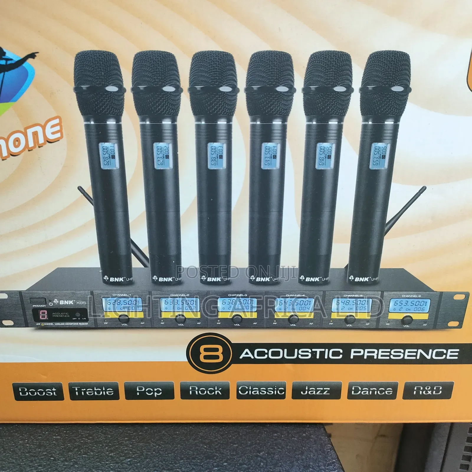 New Quality X85 BNK 6 Mics Wireless Microphone 200m Frequency Range