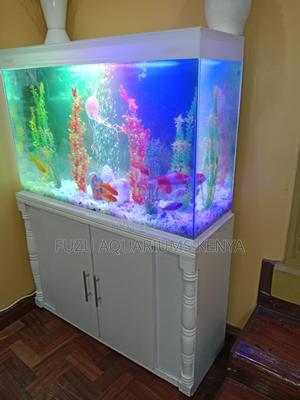 Stylish White Cabinet Aquarium With 10 Fish - thumbnail 2