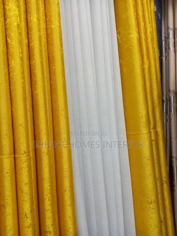Gold Curtain Heavy Material Curtain and Sheers
