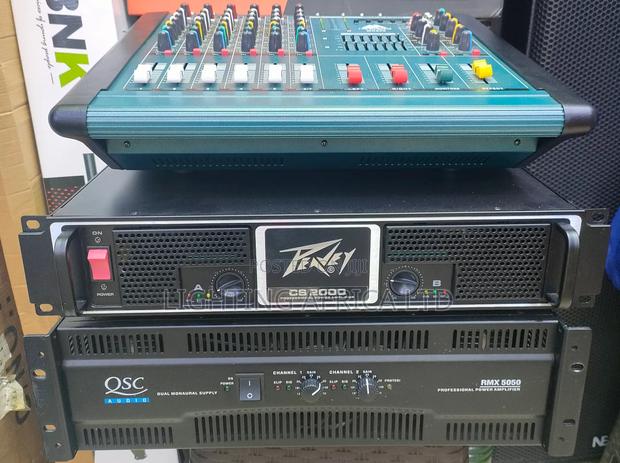 6ch Usb/Bt Plain Mixer + 2000w Peavey + 5000w QSC Amplifiers
