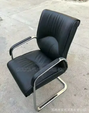 Office Chair: Conference Leather Checkered Bow Frame Chair