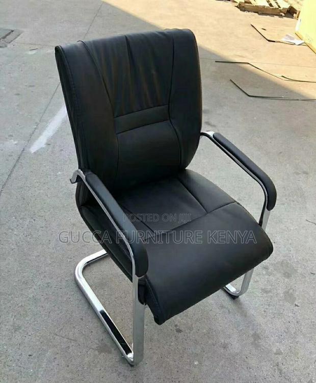 Office Chair: Conference Leather Checkered Bow Frame Chair - thumbnail 5
