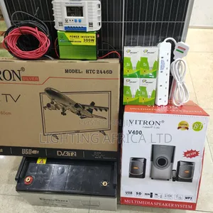 300 Watts Solar Package + 200ah Battery + 24" Tv + 2.1ch Woofer Sound