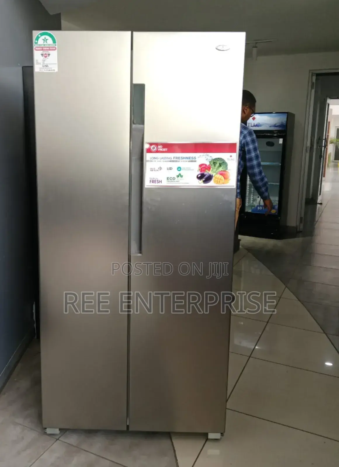Original 430 Litres Tlac Side By Side  Grey Refrigerator