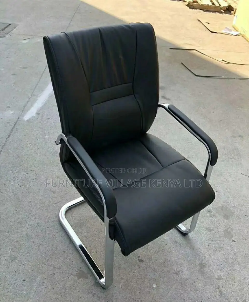 Office Chair:Leather Upholstered Bow-Frame Chair for Meeting